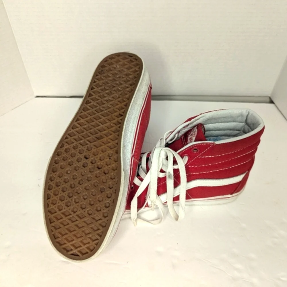 Vans Off The Wall Old Skool 721356 Red & White Hi Top Sneakers, Size 9Men's - Picture 6 of 12